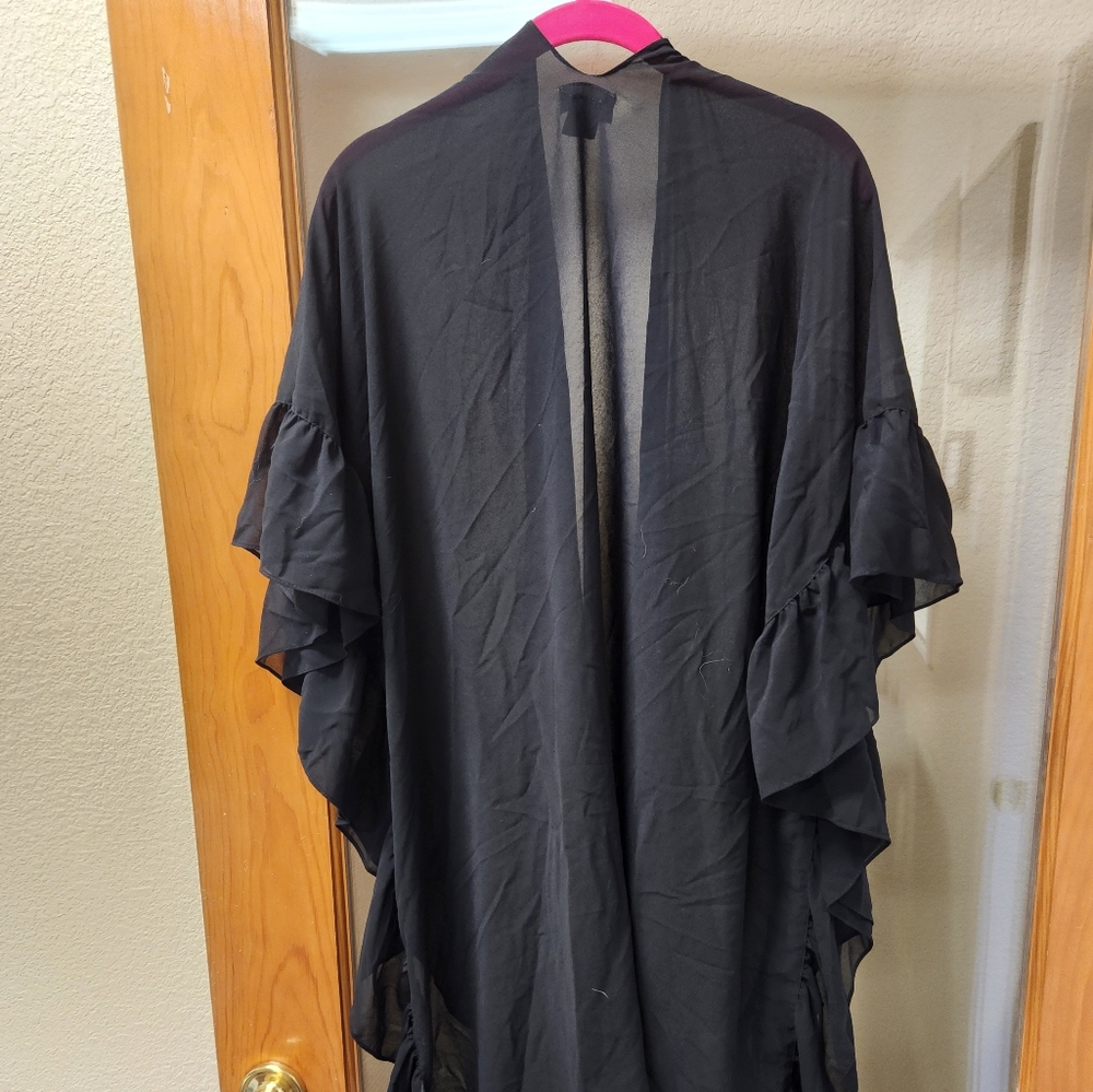 black xl, kimono, cover up top, sheer